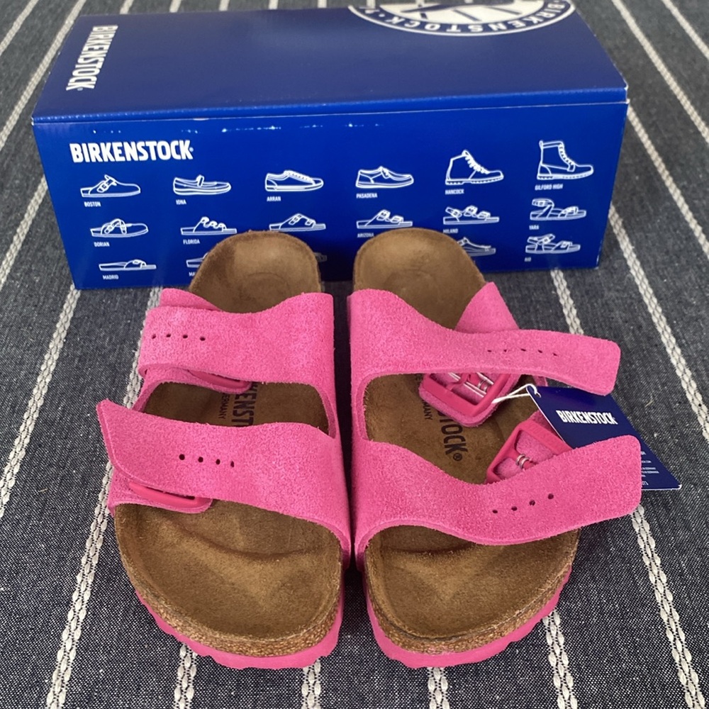 Birkenstock Arizona womens Fuchsia tulip narrow fit US7 LB - Picture 2 of 4